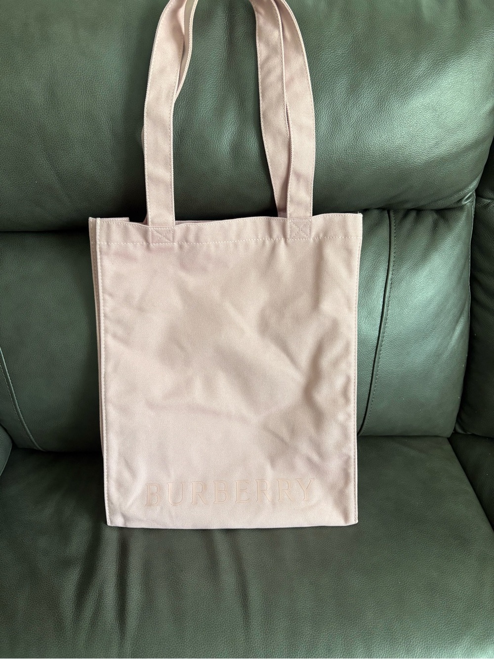 Burberry Pale Pink Canvas Tote with Embossed Logo